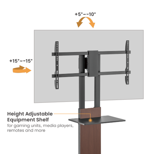 For 45"-90" Dual Column Supersized Sturdy Base TV Floor Stand with 5-Level Height Adjustments