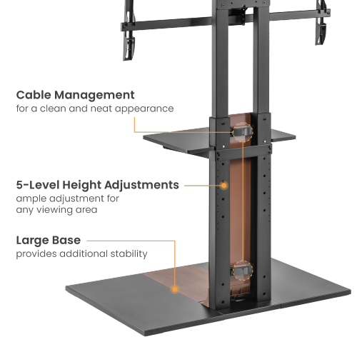 For 45"-90" Dual Column Supersized Sturdy Base TV Floor Stand with 5-Level Height Adjustments