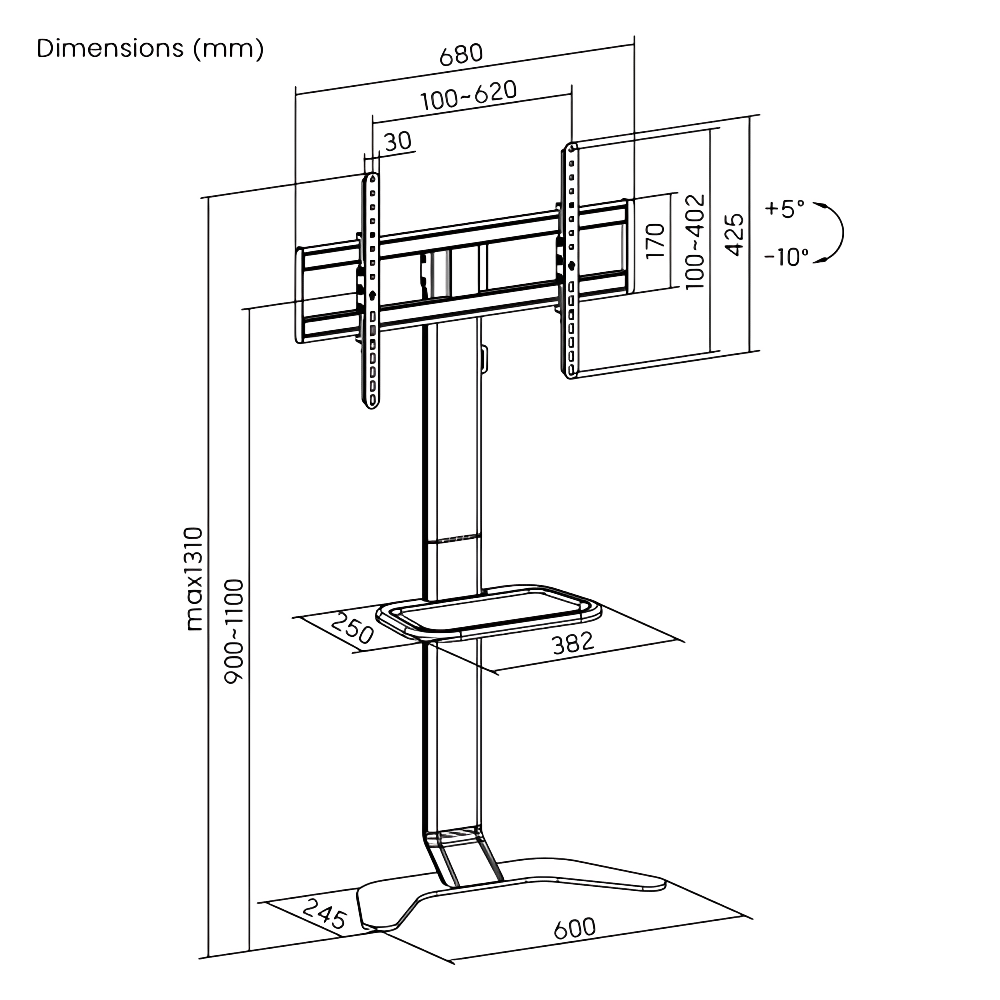 Super Slim for 37"-86" TV Floor Stand with Storage Shelf