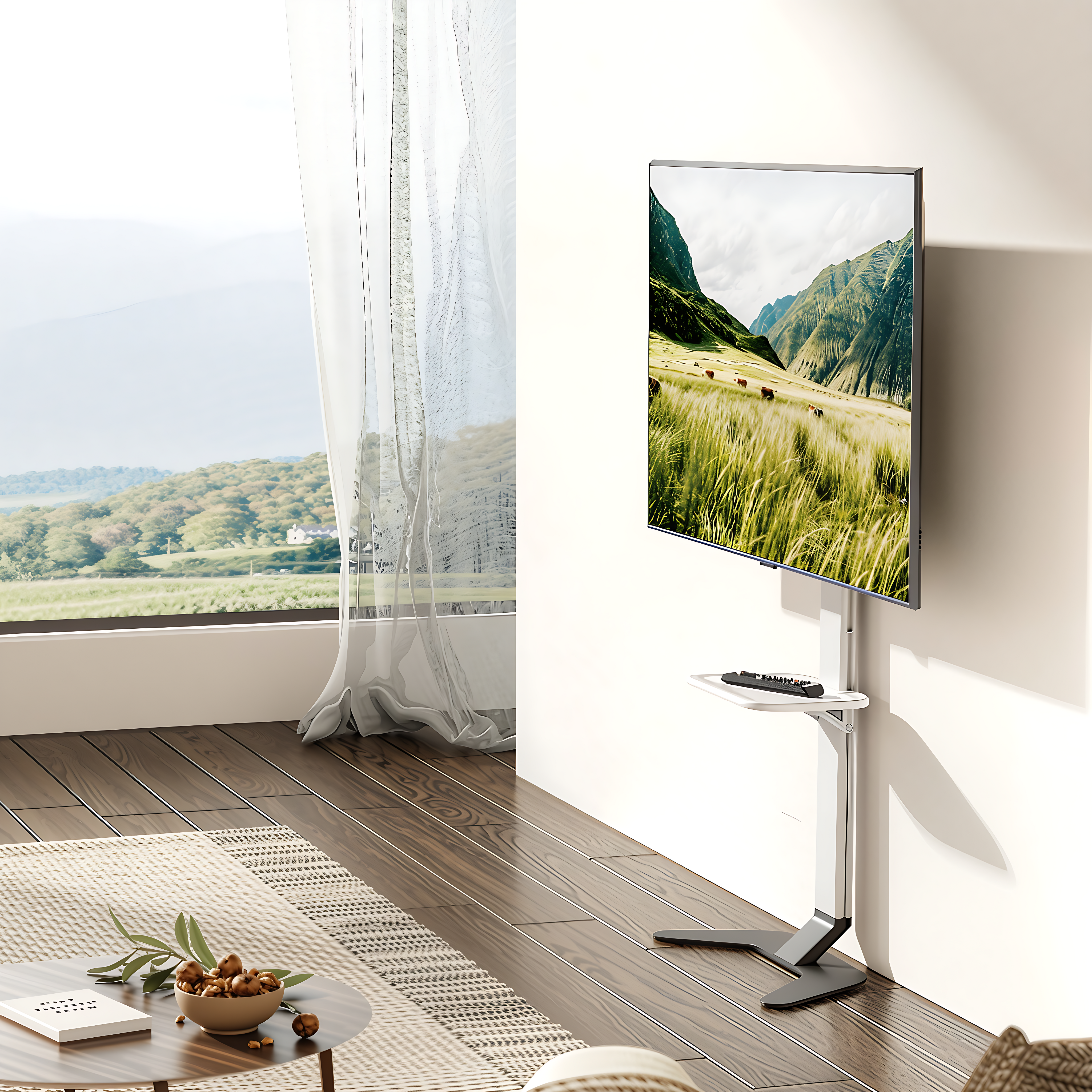 Super Slim for 37"-86" TV Floor Stand with Storage Shelf