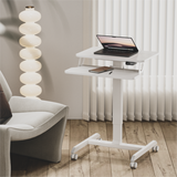 Two Tier Electric Height Adjustable Portable Mobile Computer Laptop Office Desk 600 x 400mm Workstation on wheels