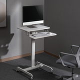 Two Tier Electric Height Adjustable Portable Mobile Computer Laptop Office Desk 600 x 400mm Workstation on wheels