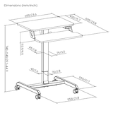 Two Tier Electric Height Adjustable Portable Mobile Computer Laptop Office Desk 600 x 400mm Workstation on wheels