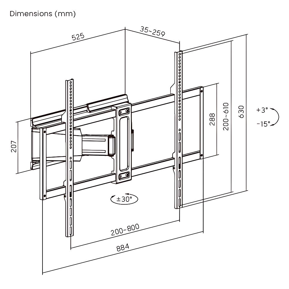 Ultra Slim Up to 100" Heavy Duty Full Motion TV Wall Mount Bracket