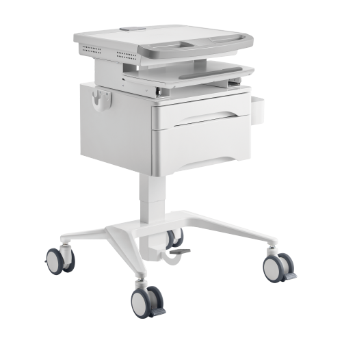 Height Adjustable Portable Mobile Computer Laptop Office Desk Workstation with Drawer on wheels