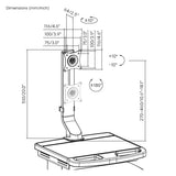 Height Adjustable Portable Mobile Computer Laptop Office Desk Workstation with Monitor Stand and Drawer on wheels