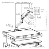 Height Adjustable Portable Mobile Computer Laptop Office Desk Workstation with Monitor Arm and Drawer on wheels