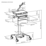 Height Adjustable Portable Mobile Computer Laptop Office Desk Workstation with Monitor Arm and Drawer on wheels