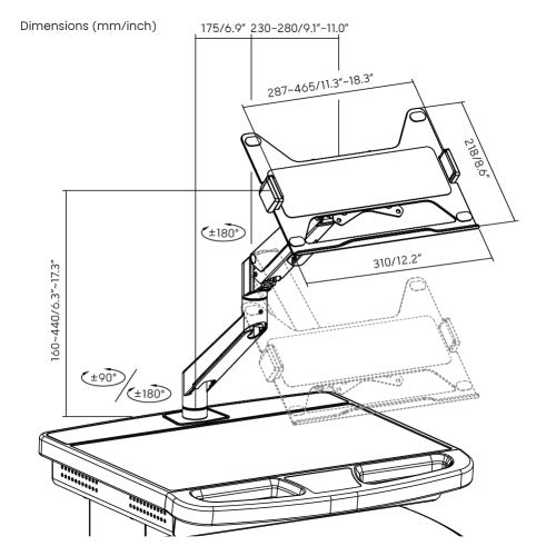 Height Adjustable Portable Mobile Computer Laptop Office Desk Workstation with Laptop Tablet Holder and Drawer on wheels