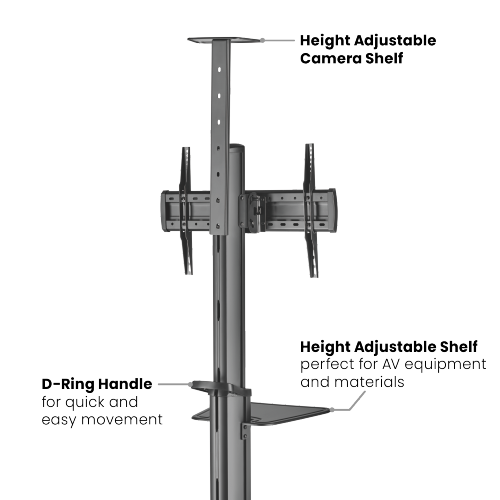 For 37"-70" Landscape/Portrait Orientation Heavy-duty Aluminum TV Floor Stand Mobile Cart Trolley Casters