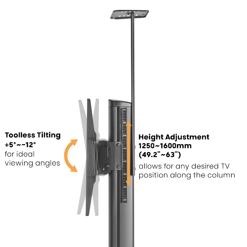 For 37"-70" Landscape/Portrait Orientation Heavy-duty Aluminum TV Floor Stand Mobile Cart Trolley Casters