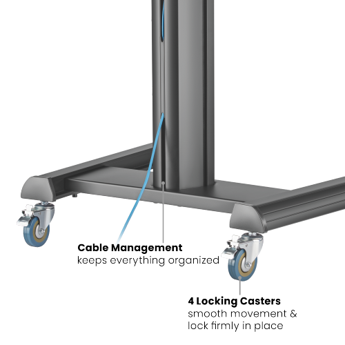 For 37"-70" Landscape/Portrait Orientation Heavy-duty Aluminum TV Floor Stand Mobile Cart Trolley Casters