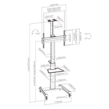 For 37"-70" Landscape/Portrait Orientation Heavy-duty Aluminum TV Floor Stand Mobile Cart Trolley Casters