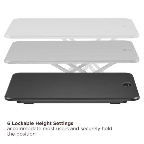 Ergox ultra-slim desk converter with 6 lockable height settings