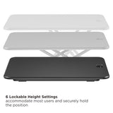 Ergox ultra-slim desk converter with 6 lockable height settings