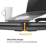 Ergox ultra-slim desk converter is 45mm thick when lowered