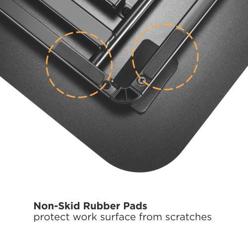 Non-skid rubber pads under the Ergox ultra-slim desk converter