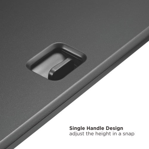 Single handle on the Ergox ultra-slim desk converter for height adjustment