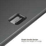 Single handle on the Ergox ultra-slim desk converter for height adjustment